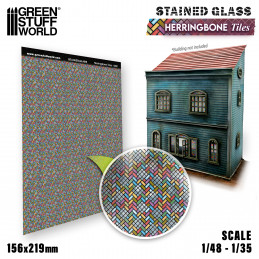 Herringbone Tiles Stained Glass