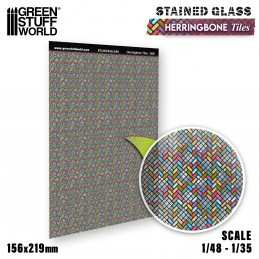 Herringbone Tiles Stained Glass
