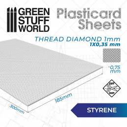 ABS Plasticard - Thread DIAMOND 1mm Textured Sheet | Textured Sheets