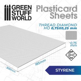 Plancha Plasticard DIAMANTE HO 0,75 mm - tamaño A4 Planchas Texturizadas