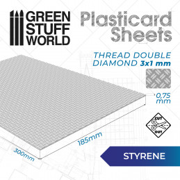 Plaque de Plasticard texturé DIAMANT DOUBLE | Plaques de Plasticard Texturé