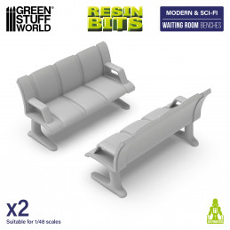Waiting Room Benches printed in 3D for miniatures and Wargames