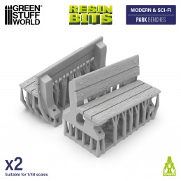 Park benches | Wooden benches printed in 3D for miniatures and Wargames