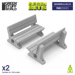 Park benches | Wooden benches printed in 3D for miniatures and Wargames