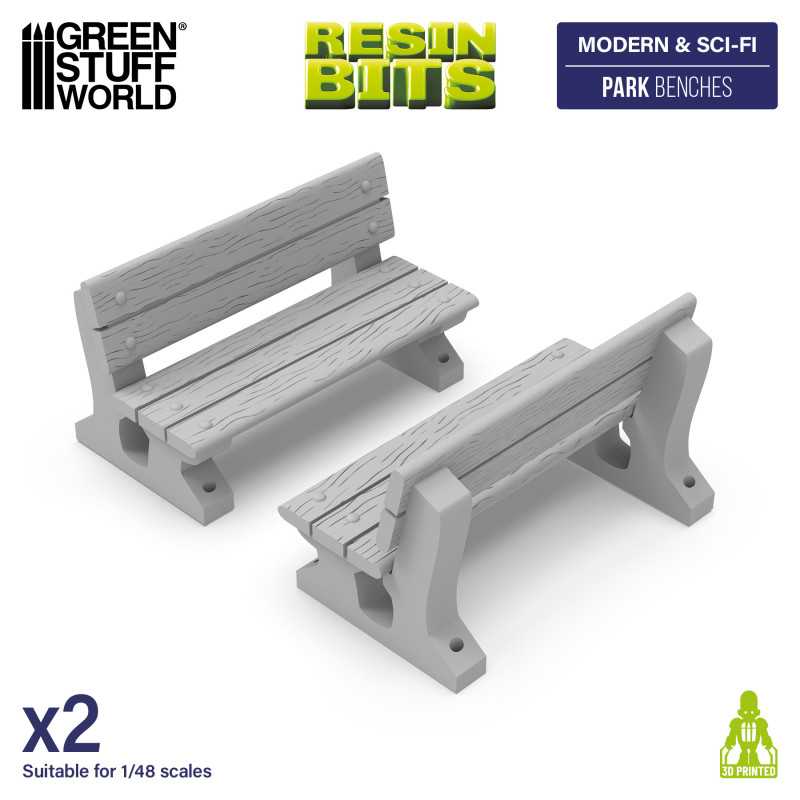 Park benches | Wooden benches printed in 3D for miniatures and Wargames