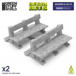 Park benches | Wooden benches printed in 3D for miniatures and Wargames