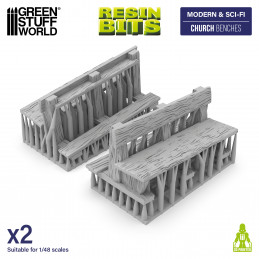 Park benches | Wooden benches printed in 3D for miniatures and Wargames