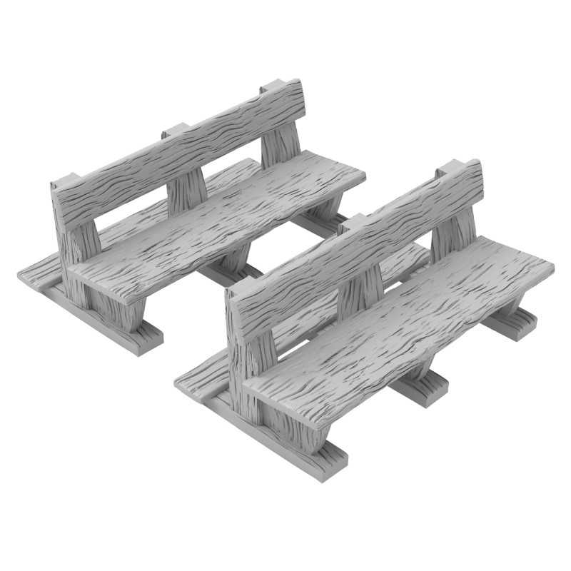 Bancs d'église en bois en résine imprimée en 3D