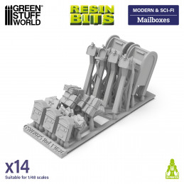Buzones de correo impresos en resina 3D para Wargames