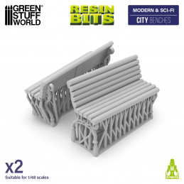 City benches printed in 3D for miniatures and Wargames