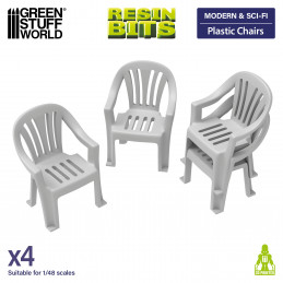 Plastic chairs | Beach chairs for dioramas, scale models, and board games