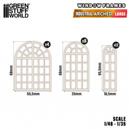 Industrial Arched Miniature Windows - Large