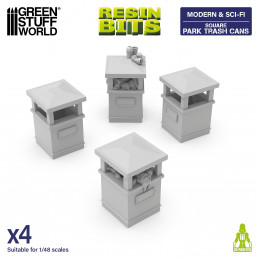 Park Trash Cans - Square in resin | Square Garbage Can Park
