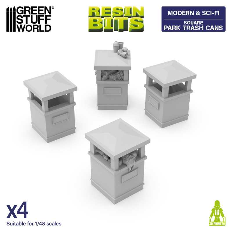 Park Trash Cans - Square in resin | Square Garbage Can Park Park Trash Cans - Square in resin | Square Garbage Can Park