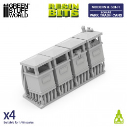 Park Trash Cans - Square in resin | Square Garbage Can Park