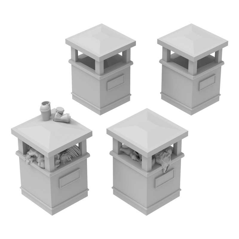 Papeleras de Parque Cuadradas de resina para dioramas Papeleras de Parque Cuadradas de resina para dioramas