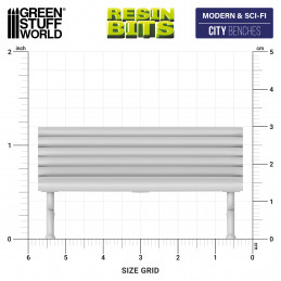 City benches printed in 3D for miniatures and Wargames