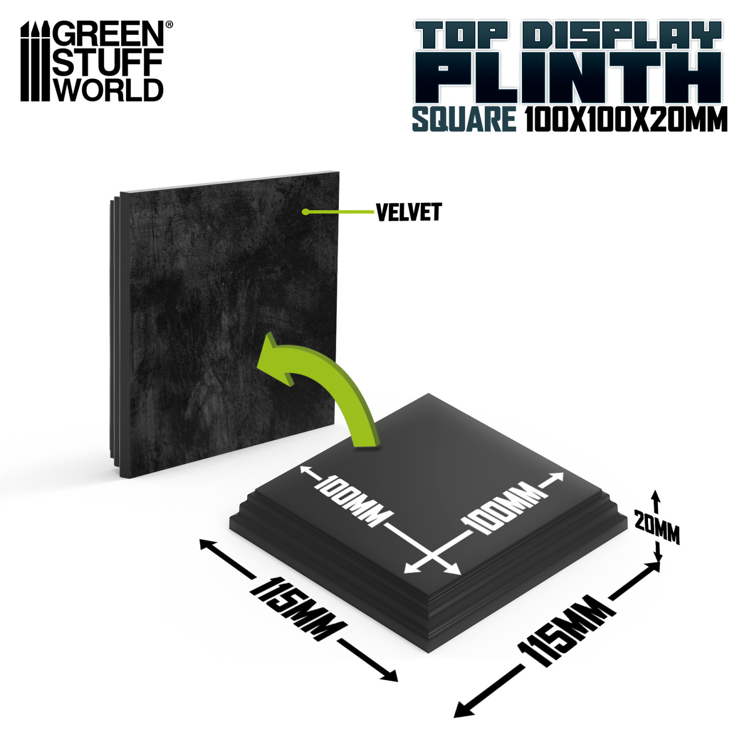 Square Wood display bases 10x10 cm - Black