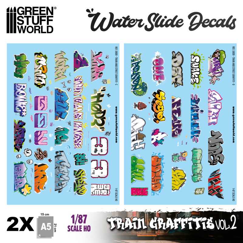 Decals ad acqua | Decalcomanie graffiti per modellini ferroviari 1/87 HO Decals ad acqua | Decalcomanie graffiti per modellini ferroviari 1/87 HO
