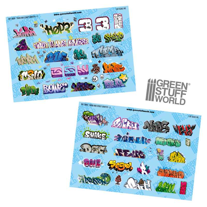 Model railway graffiti decals 1/87 | HO Scale train decals