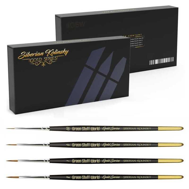 La gamme Gold Series de GSW de pinceaux Kolinsky de qualité supérieure. La gamme Gold Series de GSW de pinceaux Kolinsky de qualité supérieure.