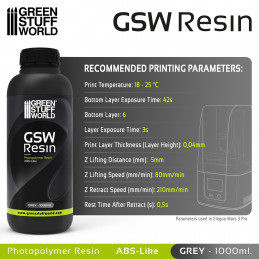 Resina 3D - ABS-like Gris 1000ml Resina para Impresoras 3D