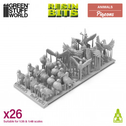 Miniatur-Tauben aus 3D-Harz für Modelle und Dioramen | Harz-Tauben