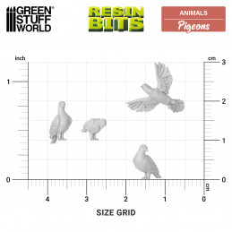 Pigeons miniatures imprimés en résine 3D pour maquettes et dioramas | Pigeons en résine