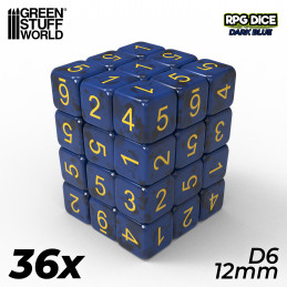 36x D6 12mm Dice - Dark Blue