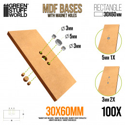 Socles RECTANGULAIRES Old World 30x60mm en MDF