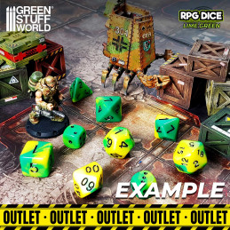 12x D6 16mm Dice - Lime Marble OUTLET