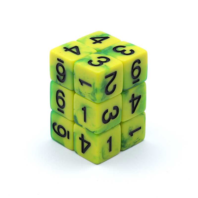12x Dadi D6 16 mm - Lime Marmo OUTLET 12x Dadi D6 16 mm - Lime Marmo OUTLET