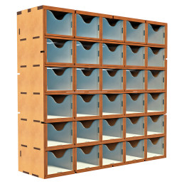 Support vertical en MDF avec 30 tiroirs