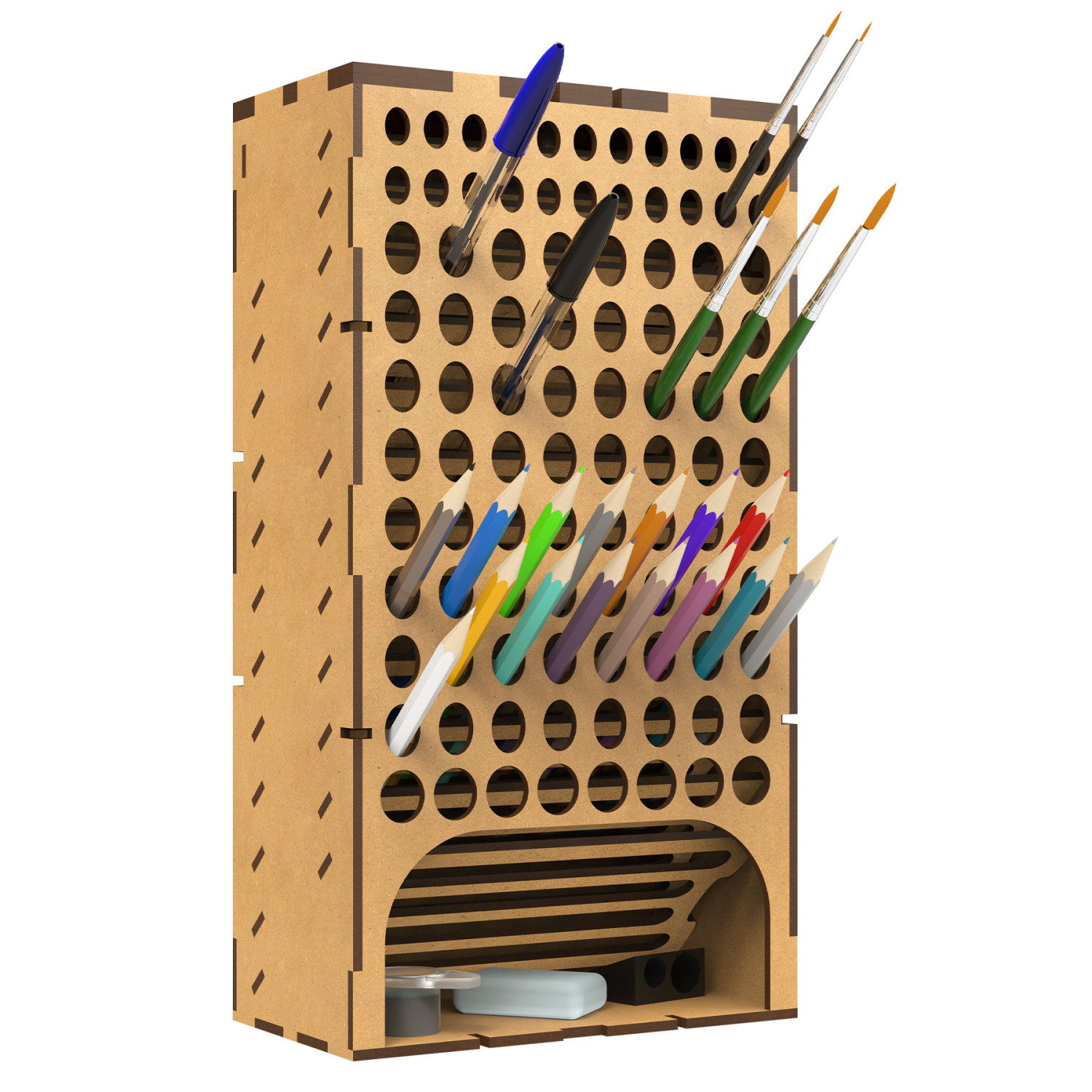Support En Bois Pour Rangement Peinture - Porte-Bouteilles Et Pinceaux - Organisation Atelier D'Artiste