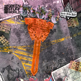 Regla Deep Strike 9 pulgadas Fluor Naranja compatible Warhammer 40k