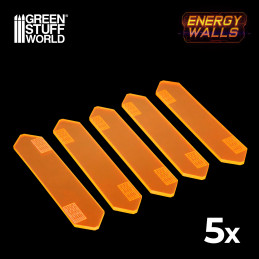 5x Kleine transparente Acrylwände - phosphoreszierend Orange