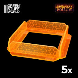 5x Kleine transparente Acrylwände - phosphoreszierend Orange