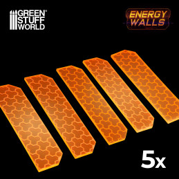 5x Kleine transparente Acrylwände - phosphoreszierend Orange