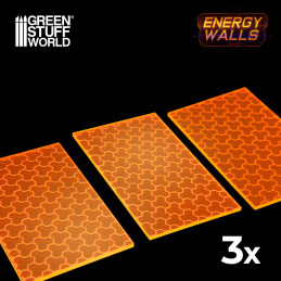3x Murs d'énergie Grands - phosphoreszierend Orange