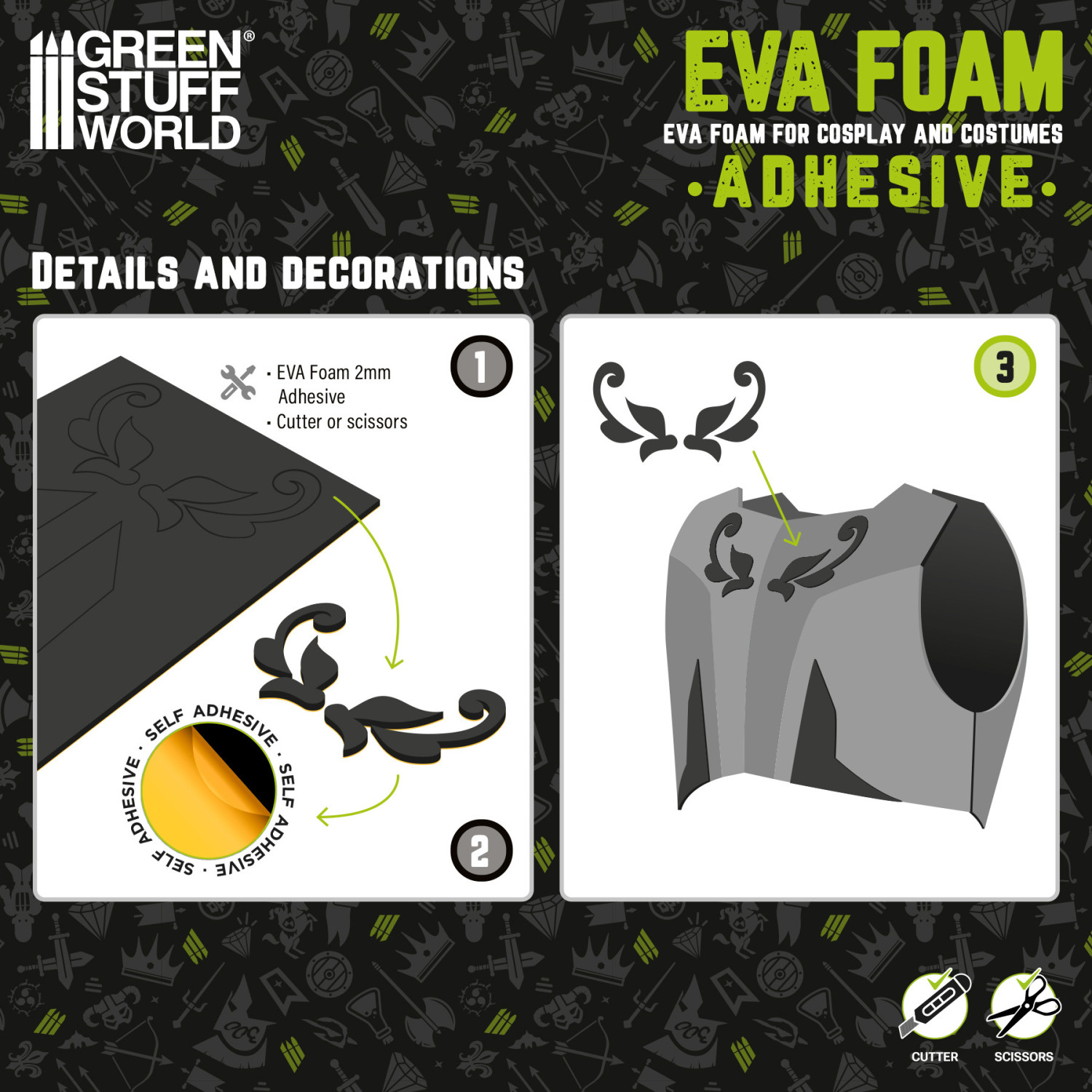 Goma EVA adhesiva 2mm | Goma eva autoadhesiva - GSW