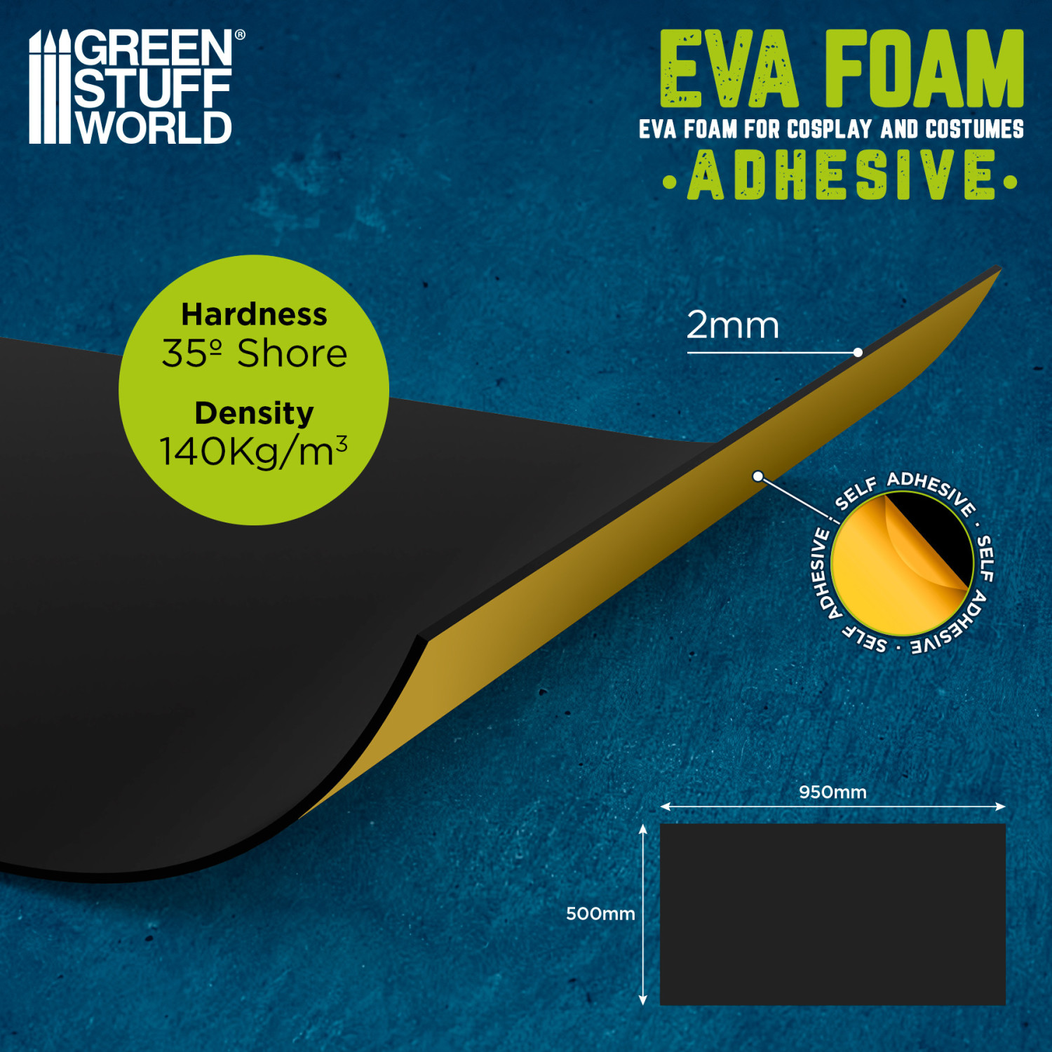 Mousse EVA autocollante noire 2mm pour Cosplay - GSW