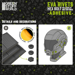 Adhesive EVA Hex Bolt rivets 2mm for Cosplay