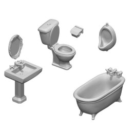3D printed resin set of Toilet and WC in high-quality resin