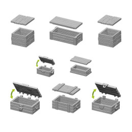 Set of Wooden Boxes printed in high-quality resin