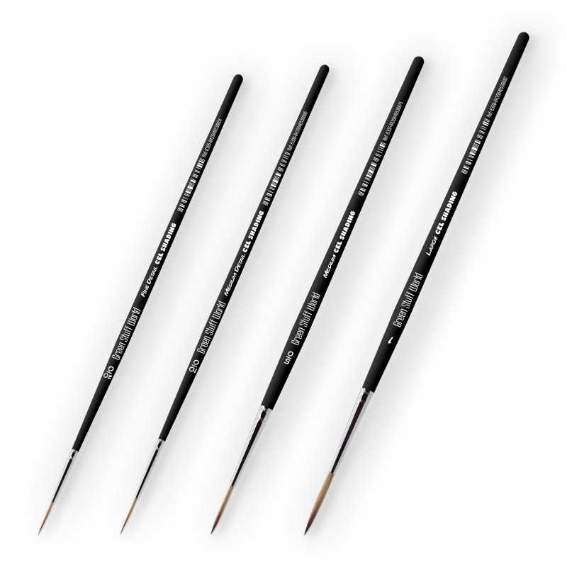 Synthetic Cel Shading Brushes Pack x4 for painting Anime figures Synthetic Cel Shading Brushes Pack x4 for painting Anime figures