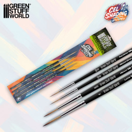 Synthetikpinsel Cel Shading Set x4 zum Malen von Anime-Figuren