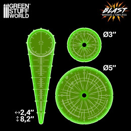 Plantillas de explosión y area wargames - Verde Fluor