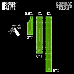 Righelli 3-6-9 verde fluo compatibili con Warhammer 40k
