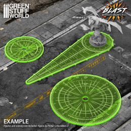 Plantillas de explosión y area wargames - Verde Fluor