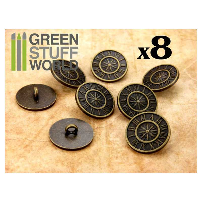 8x Steampunk Buttons OLD WATCH - Bronze